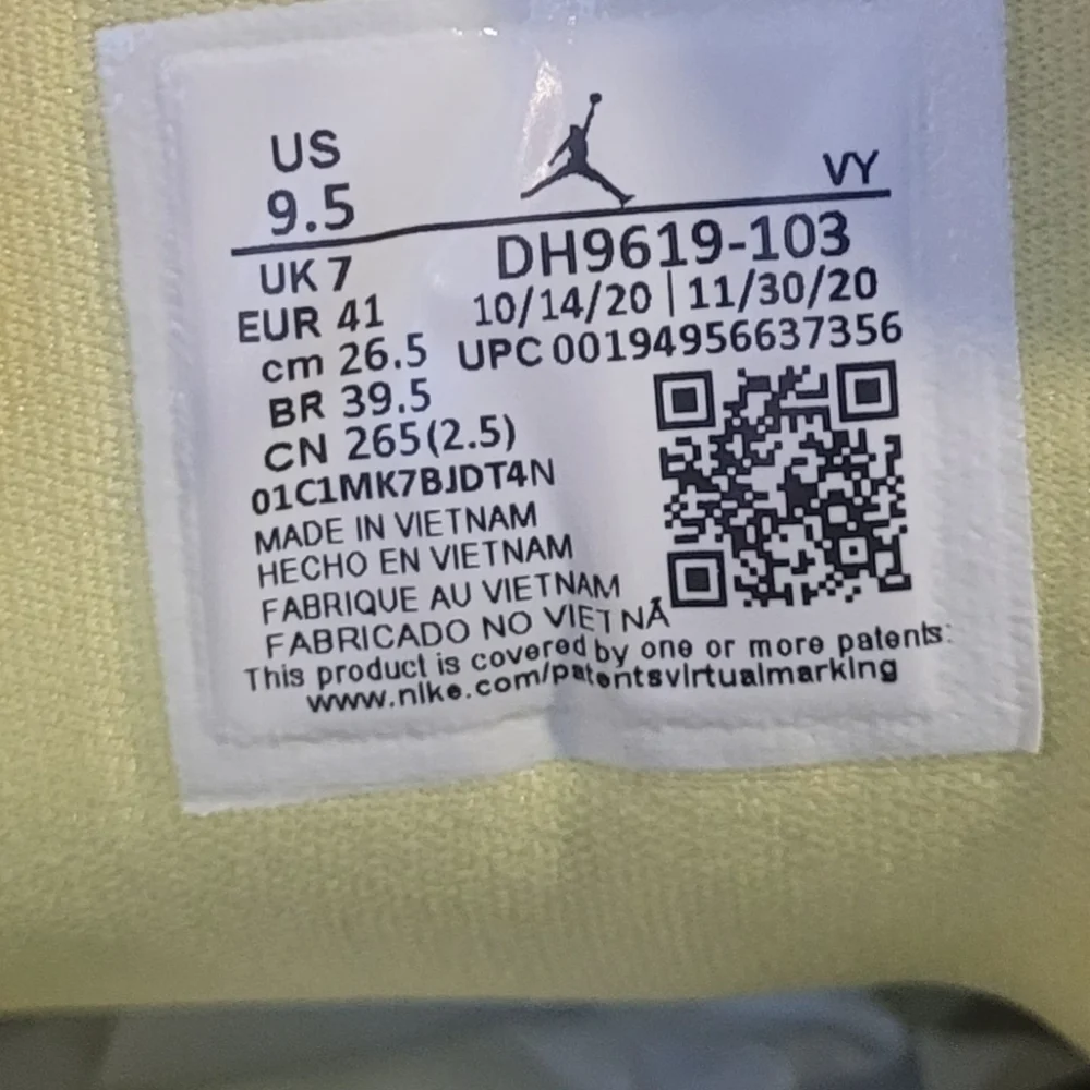 Nike Air Jordan Low Lime Green Sneakers Size 9.5 DH9619-103 - Picture 5 of 5